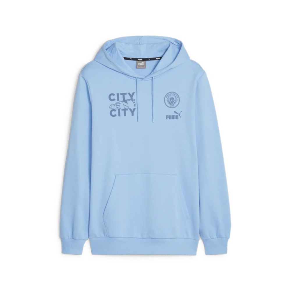 EUC Puma Manchester City Mens XL FtblCore Team Blue Graphic Hoodie French Terry